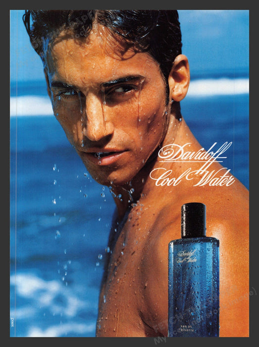 1999 Davidoff Cool Water Male Model Brunette Fragrance Print Advertisement Ad.