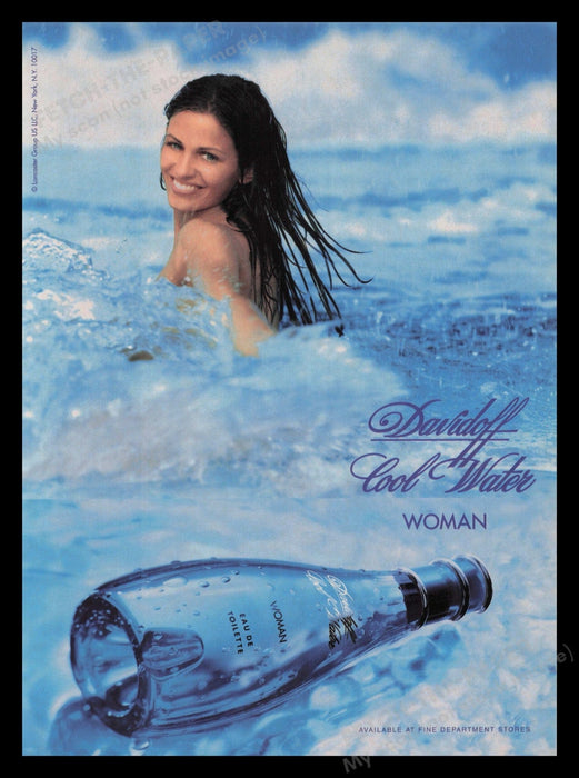 Davidoff Cool Water 2000s Print Advertisement 2000 Woman Water Cologne Fetch the Paper!