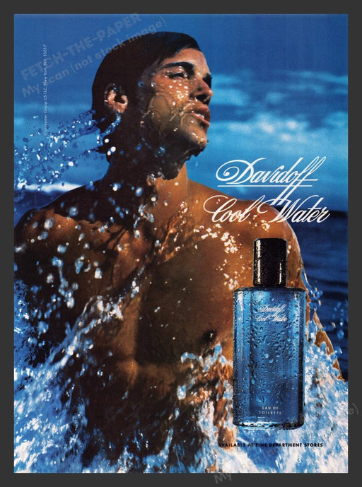 1999 Davidoff Cool Water Cologne Sexy Man Out of Water Print Advertisement Ad