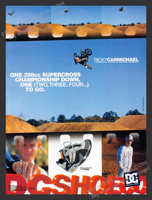 2001 Print Advertisement DC Shoes "Titan" Ricky Carmichael Supercross Athlete Ad.