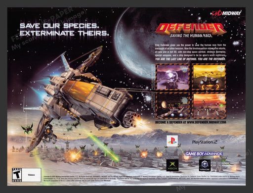 2002 Defender: Saving the Human Race Video Game Print Advertisement