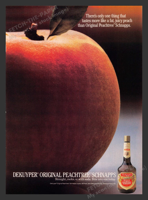1984 Dekuyper Peachtree Schnapps Giant Peach Print Advertisement Ad