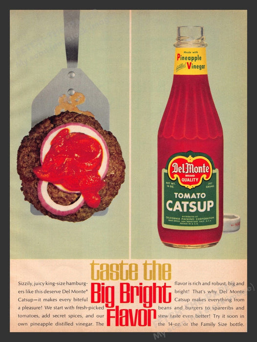 1964 Del Monte Tomato Catsup "Big Bright Flavor" Print Advertisement Ad