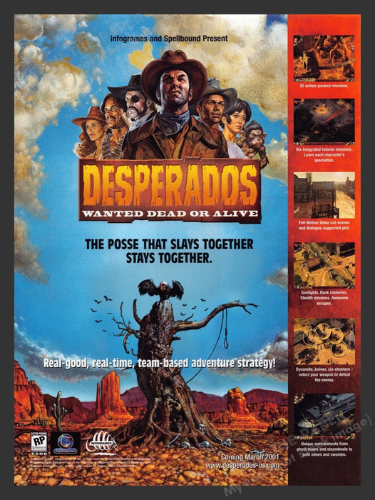 2001 Desperados: Wanted Dead or Alive Video Game Print Advertisement