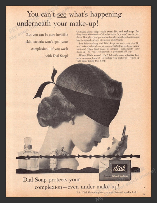 1956 Dial Deodorant Soap Blindfolded Woman Print Advertisement Ad