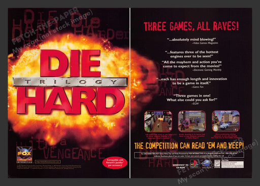 1997 Die Hard Trilogy Video Game Print Advertisement (2 Pages)