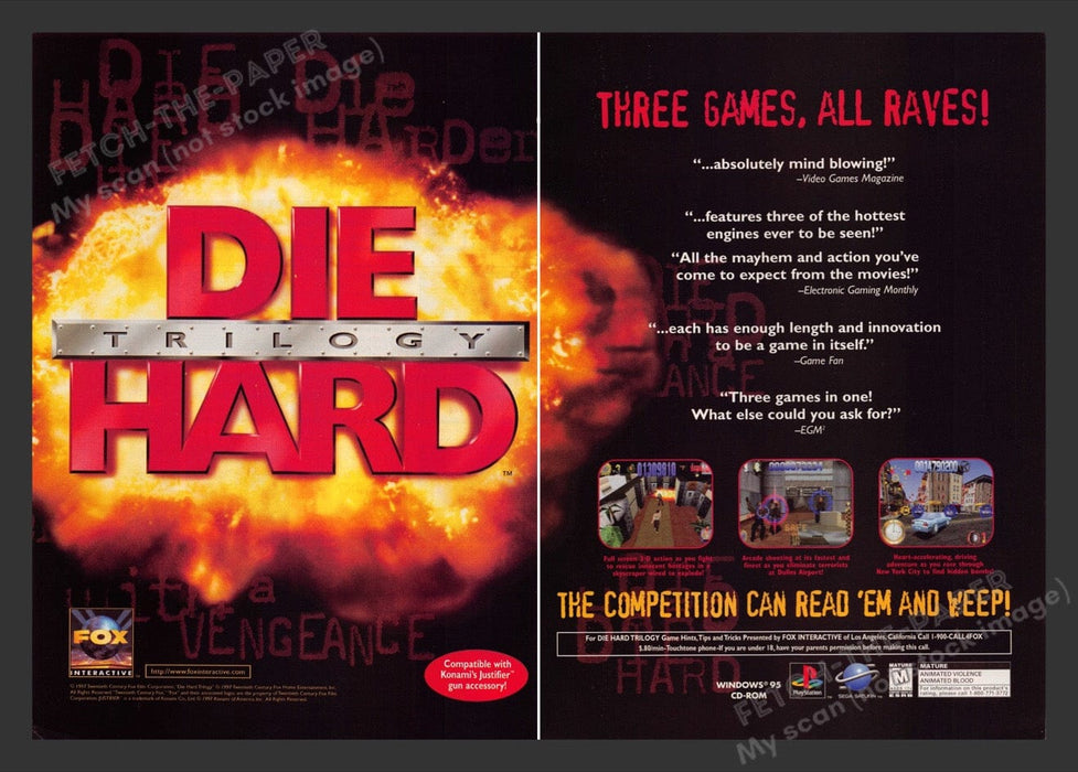 1997 Die Hard Trilogy Video Game Print Advertisement (2 Pages)