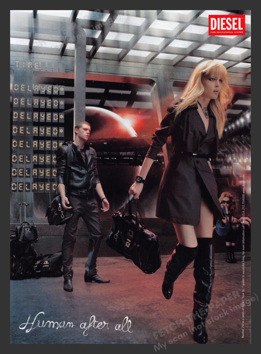 Diesel 2000s Print Advertisement 2007 Legs Airport Terminal Knee High Boots Fetch the Paper!