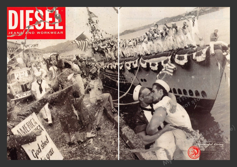 1995 Diesel Jeans Sailors Returning Gay Interest Print Advertisement (2 Pages)