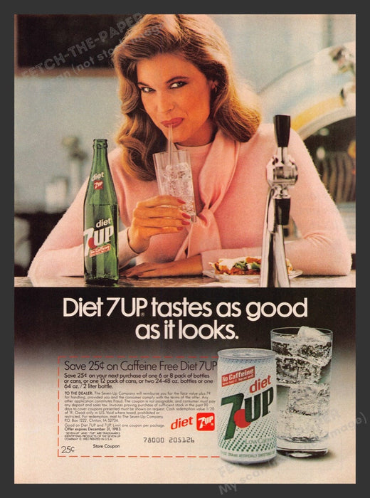 1983 Diet 7-Up Soda Cute Girl Print Advertisement Ad