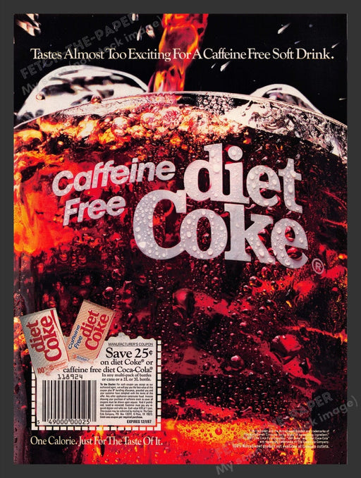 1987 Diet Coke Closeup Soft Drink Print Advertisement Ad