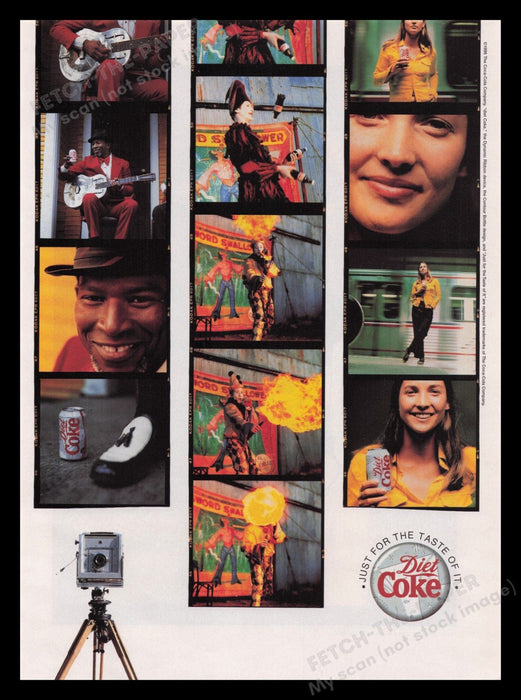 Diet Coke Soda 1990s Print Advertisement Ad 1996 Camera Reel Fetch the Paper!