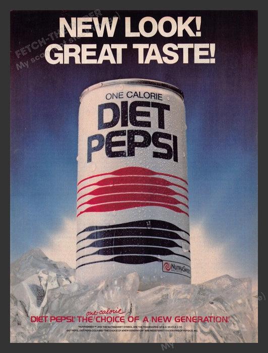 1986 Diet Pepsi Can "New look! Great Taste!" Print Advertisement Ad