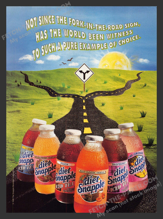 1996 Print Advertisement Diet Snapple Bottle Drink Beverage Ad.