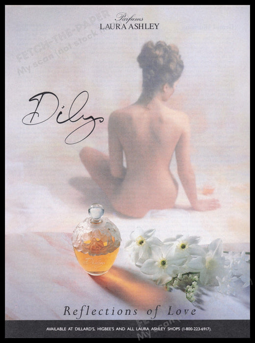 Dily by Laura Ashley 1990s Print Advertisement Ad 1991 Fragrance Naked Backside Fetch the Paper!