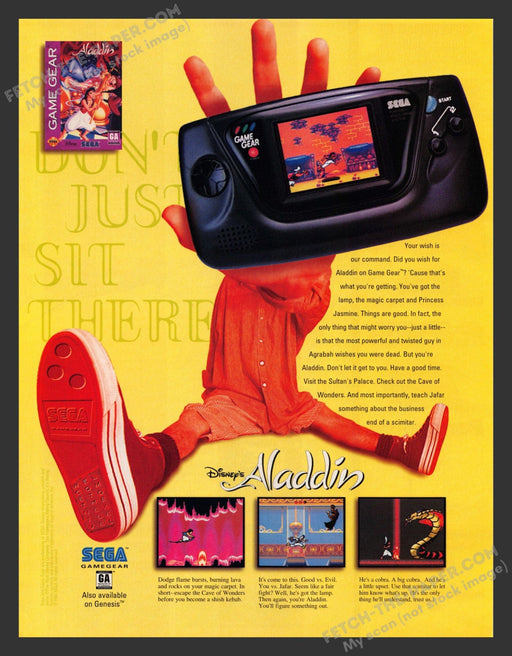 1994 Print Advertisement Disney's Aladdin Video Game Ad.