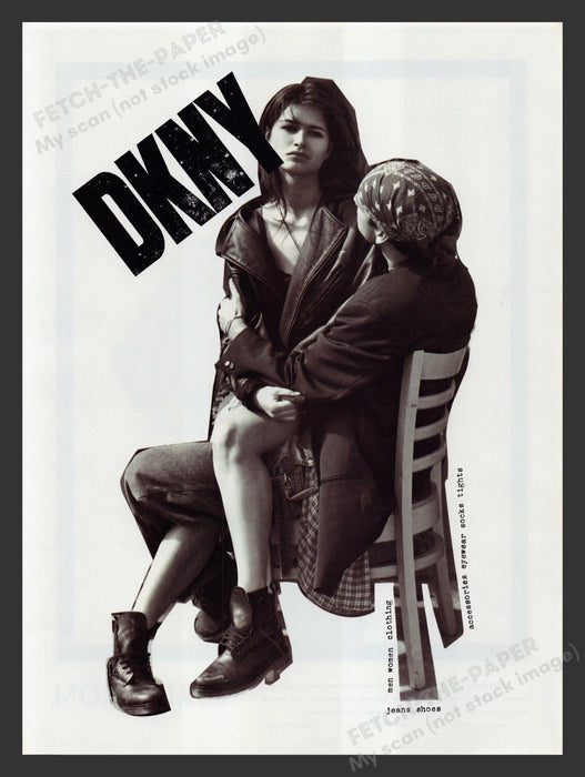 DKNY Couple Lap Clothing Shoes 1990s Print Advertisement 1993 Fetch the Paper!