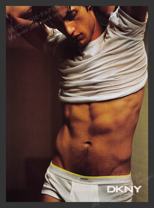 2001 DKNY Underwear Sexy Man Abs Print Advertisement Ad