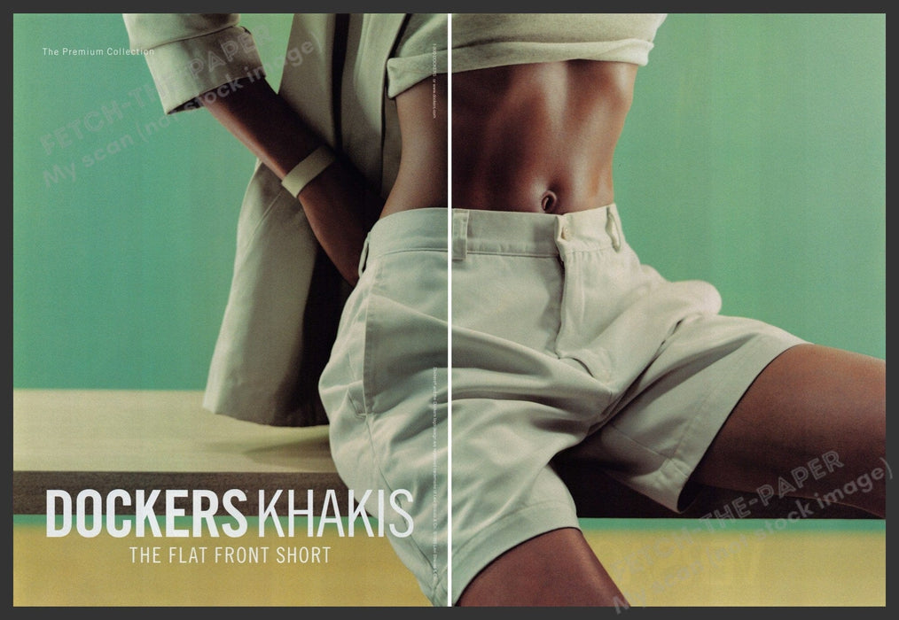 Dockers Khakis Clothing 1990s Print Advertisement (2 pages) 1999 Legs Fetch the Paper!
