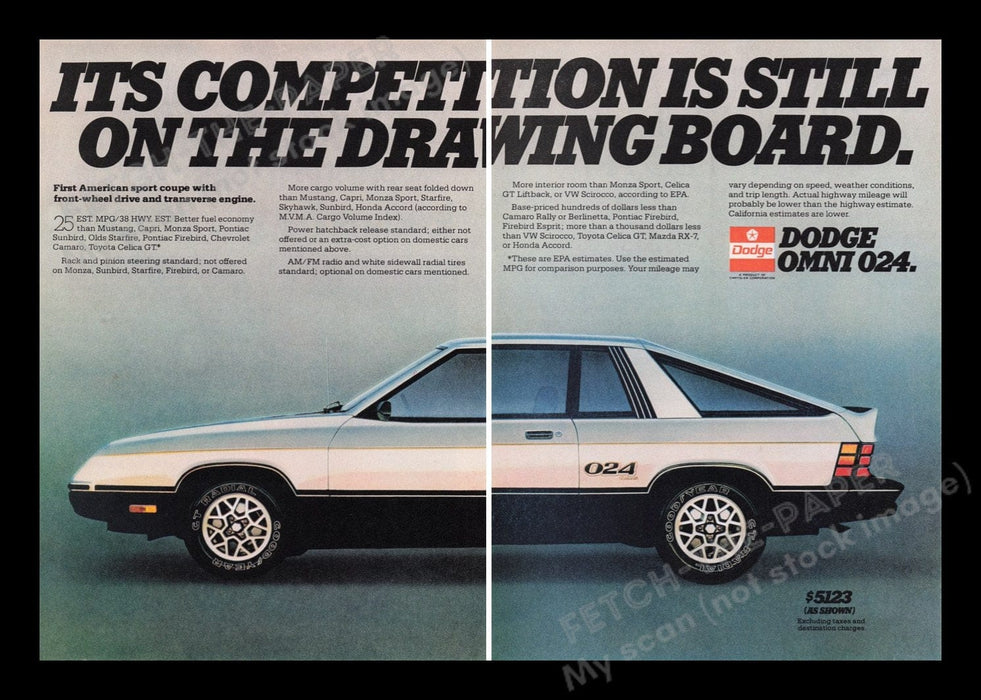 Dodge Omni 024 Car 1970s Print Advertisement Ad (2 pages) 1979 Fetch the Paper!
