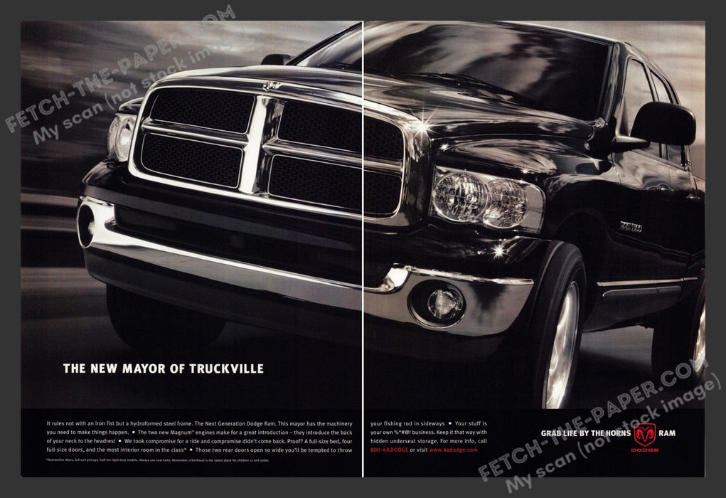 2001 Dodge Ram "The New Mayor of Truckville" Print Advertisement (2 Pages).