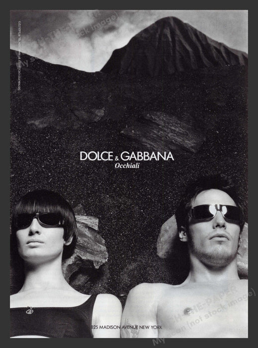 Dolce & Gabbana 1990s Print Advertisement Ad 1998 Occhiali Sunglasses Volcanic Fetch the Paper!