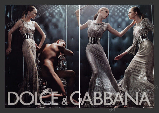 Dolce & Gabbana 2000s Print Advertisement (2 pages) 2007 Naked Man Model Fight Fetch the Paper!