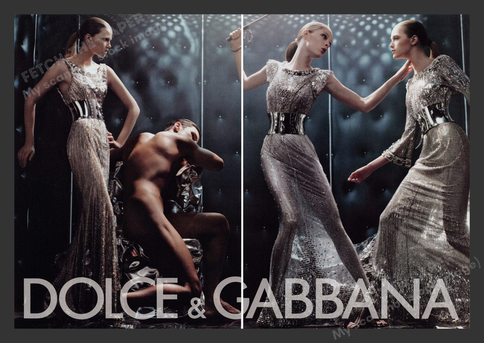 Dolce & Gabbana 2000s Print Advertisement (2 pages) 2007 Naked Man Model Fight Fetch the Paper!