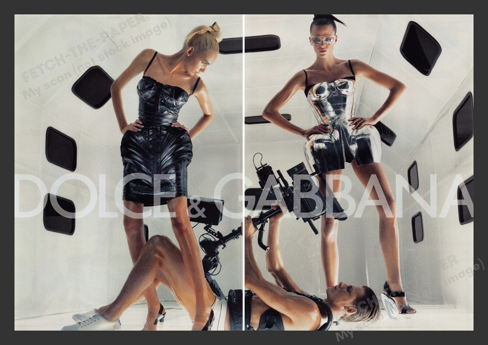Dolce & Gabbana 2000s Print Advertisement (2 pages) 2007 Videographer Legs Model Fetch the Paper!