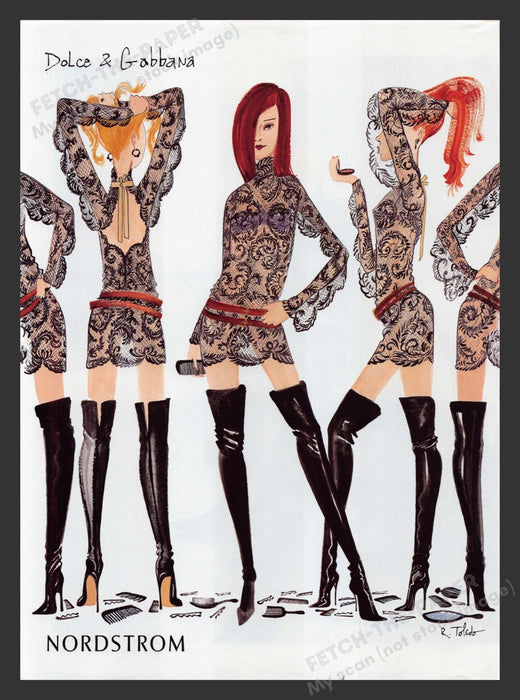 Dolce & Gabbana Illustration Nordstrom Thigh High 2000s Print Advertisement 2001 Fetch the Paper!