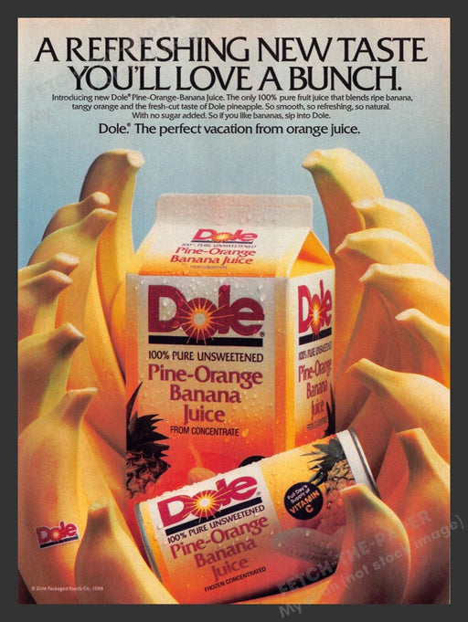 1988 Dole Pine-Orange Banana Juice Concentrate Print Advertisement Ad