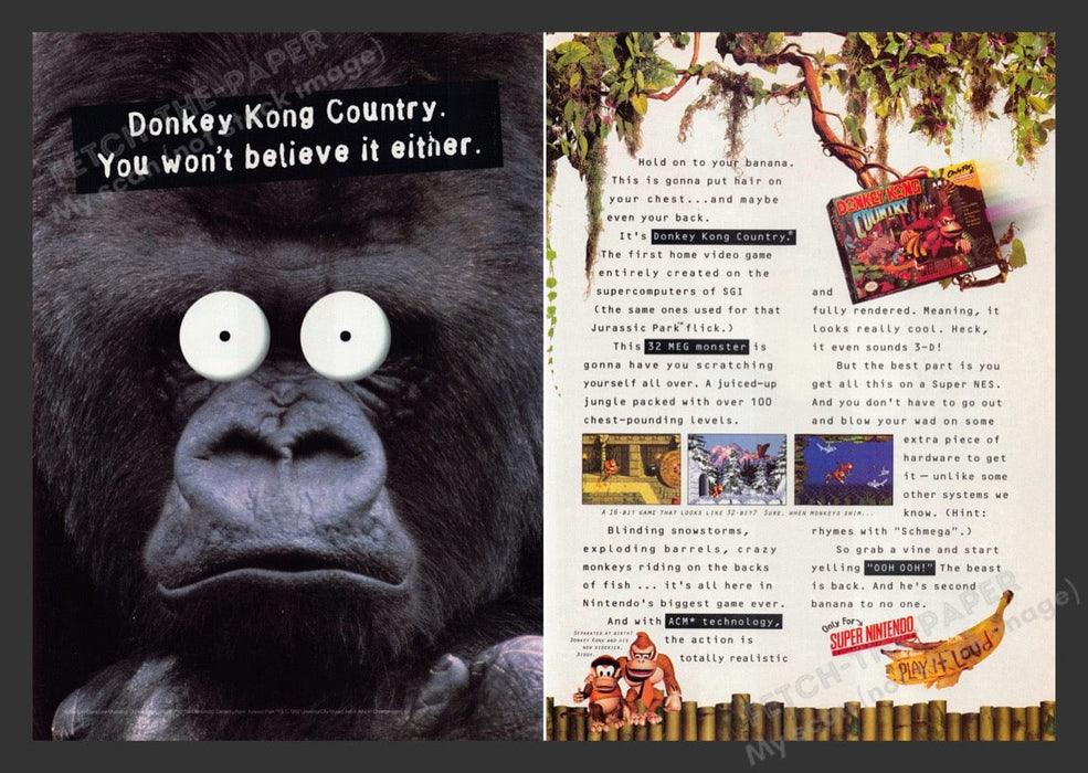 1994 Donkey Kong: Country Video Game Print Advertisement (2 Pgs)