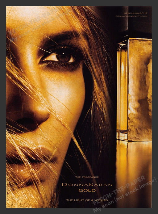 Donna Karan 2000s Print Advertisement 2007 Gold Fragrance Light of a Woman Fetch the Paper!