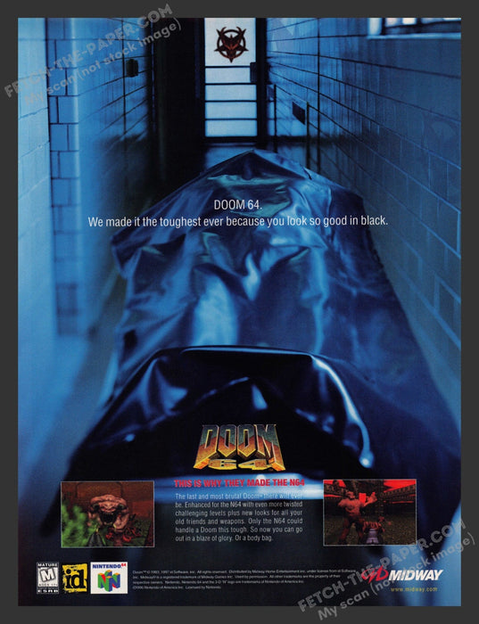 1997 Print Advertisement Doom 64 Video Game Ad.