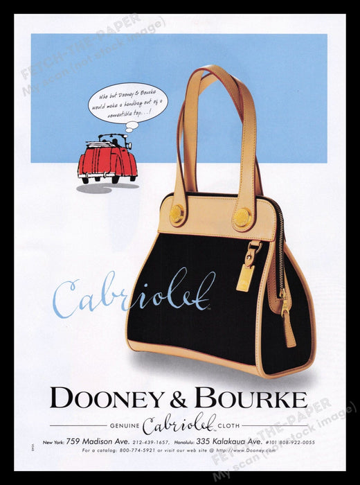Dooney & Bourke 1990s Print Advertisement Ad 1998 Cabriolet Handbags Fetch the Paper!