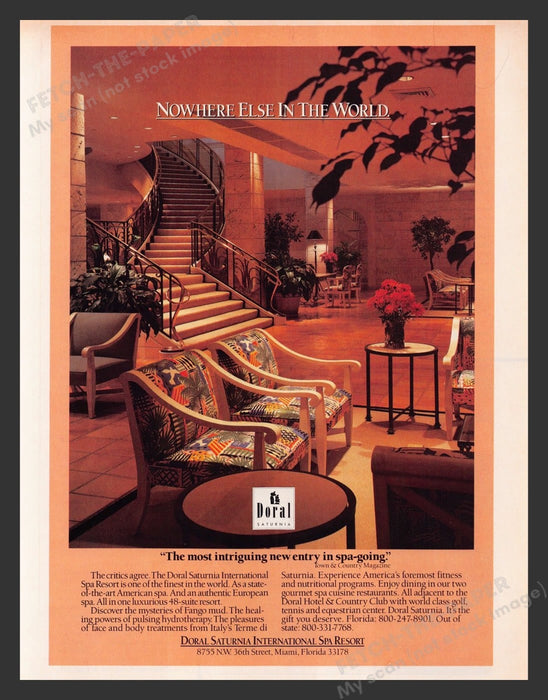 1987 Doral Saturnia International Spa Resort Florida Print Advertisement Ad