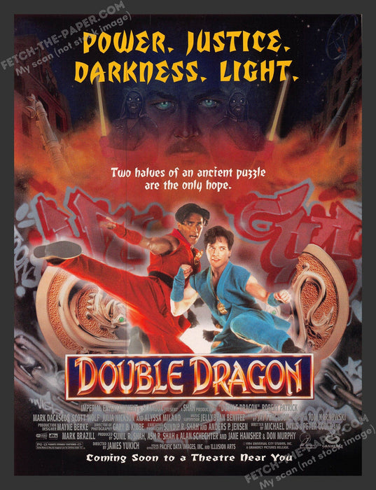 1994 Print Advertisement Double Dragon Movie Promo Release Ad.