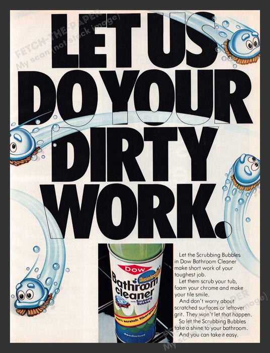 1982 Dow Bathroom Cleaner Disinfectant Bubbles Print Advertisement Ad