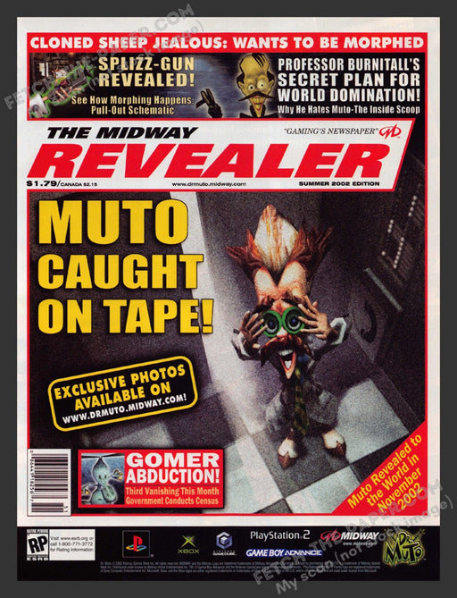 2002 Print Advertisement Video Game Dr. Muto Tabloid Ad.