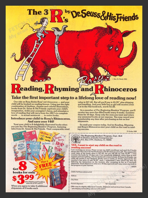1989 Dr. Seuss & His Friends The 3 R's Print Advertisement Ad