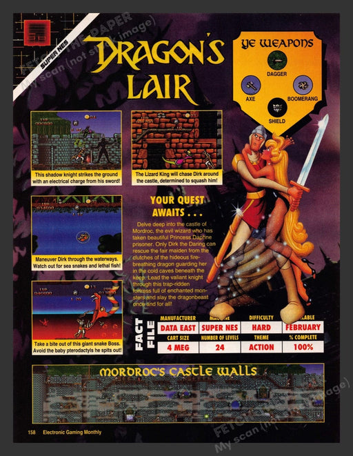 1992 Dragon's Lair Your Quest Awaits Video Game Print Advertisement