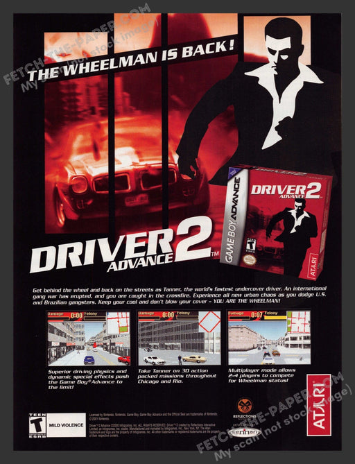 2002 Print Advertisement Video Game Driver 2 Advance Ad.