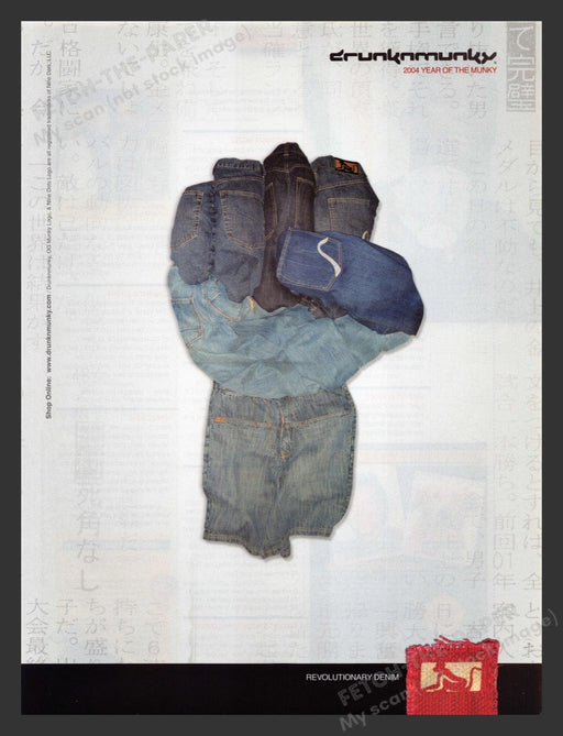 2004 Drunkn Munky Jeans Fist Power Symbol Print Advertisement Ad