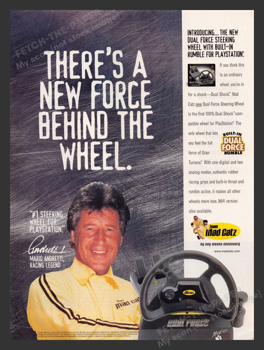 1998 Dual Force Steering Wheel Video Game Print Advertisement
