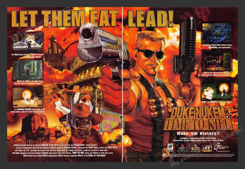 1998 Duke Nukem: Time to Kill Video Game Print Advertisement (2 Pages)