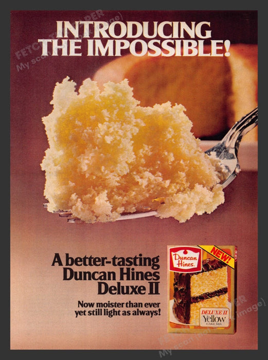 1979 Duncan Hines Deluxe II Yellow Cake Mix Print Advertisement Ad