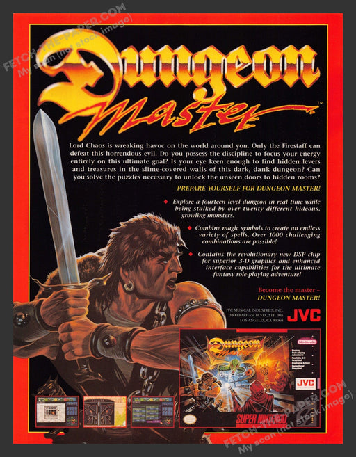 1992 Print Advertisement Dungeon Master Super Nintendo Video Game Ad.
