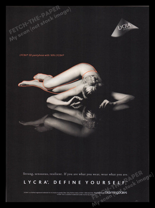 DuPont Lycra 1990s Print Advertisement Ad 1998 3D Pantyhose "Define Yourself" Fetch the Paper!