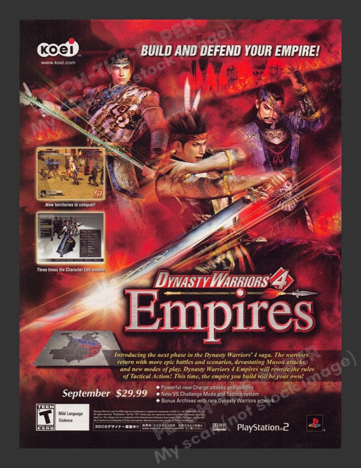 2004 Dynasty Warriors 4: Empires Video Game Print Advertisement
