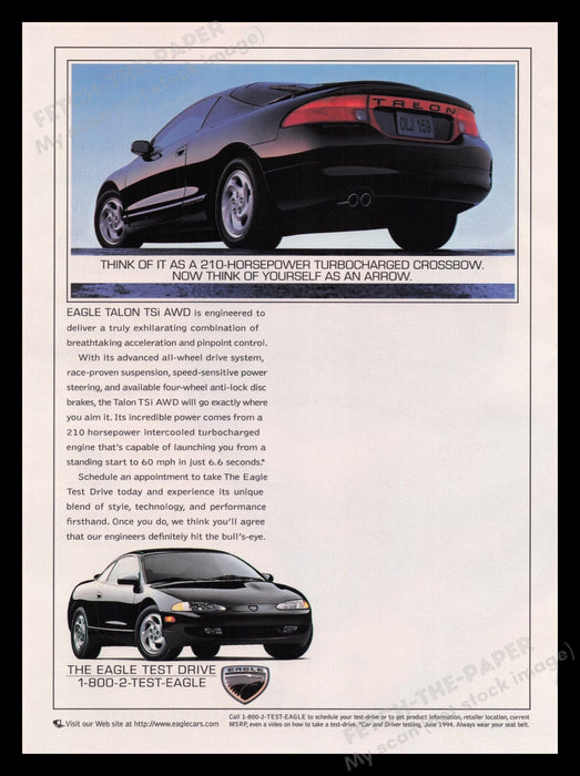 Eagle Talon 1990's Print Advertisement Ad 1995 Car TSi AWD Fetch the Paper!